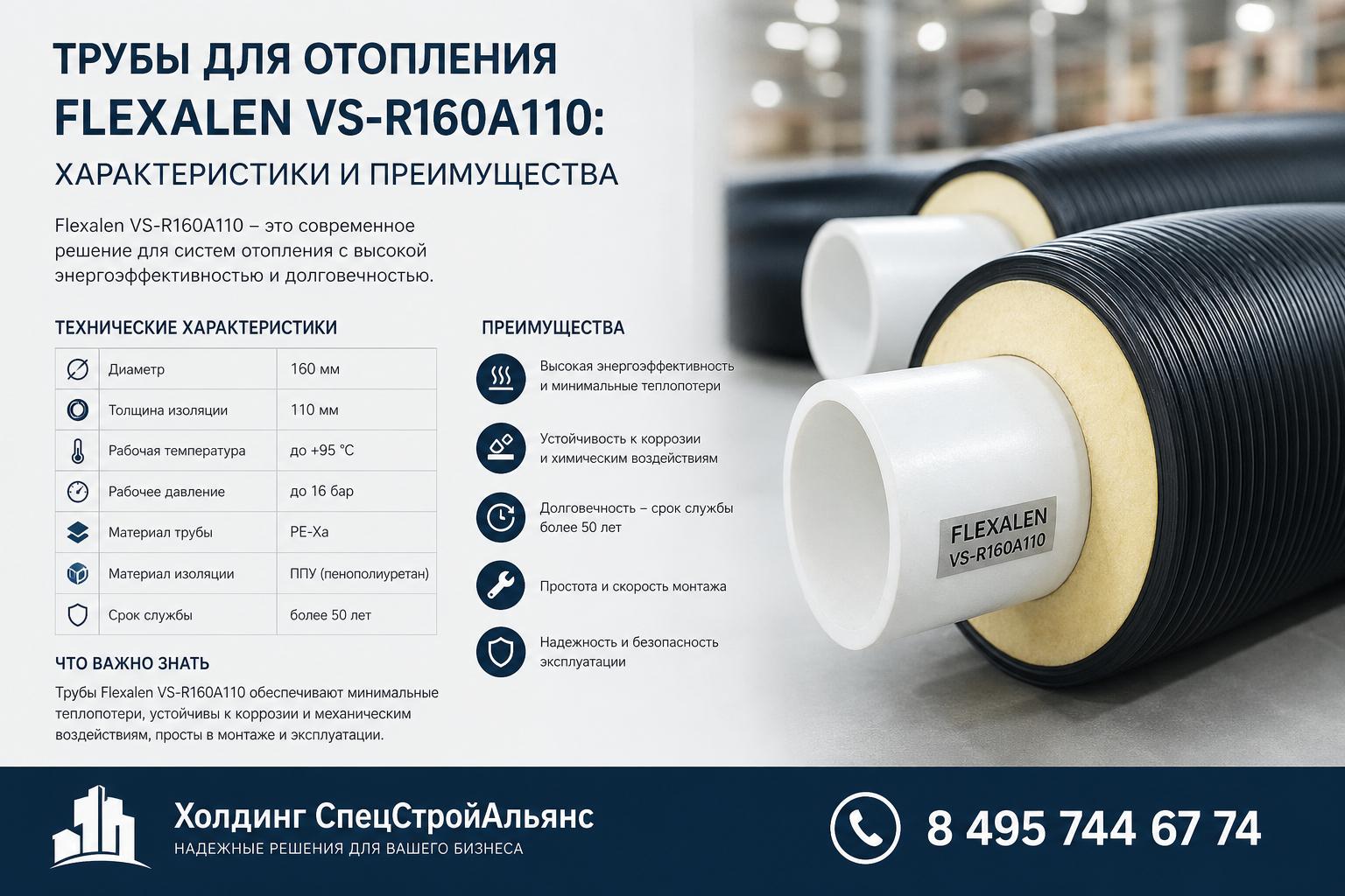Технические характеристики труб Flexalen VS-R160A110: что важно знать