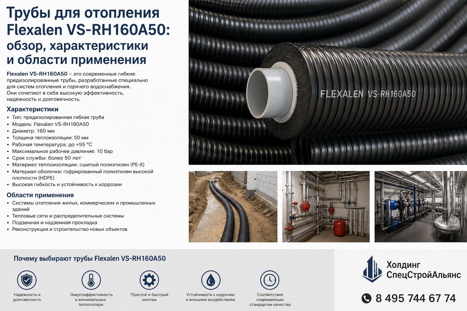 Почему выбирают трубы Flexalen VS‑RH160A50 для отопления
