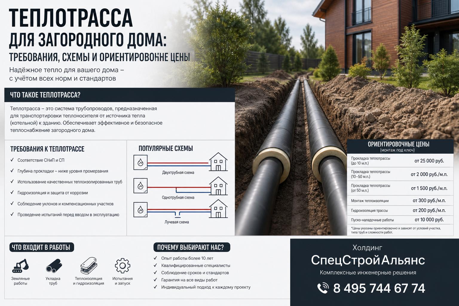 Теплотрасса для загородного дома: требования, схемы и цены — что важно учитывать