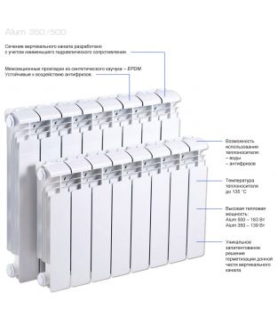 Алюминиевый радиатор отопления Rifar Alum 350 6 секций