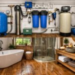 Автономное водоснабжение и деревянный пол в ванной частного дома