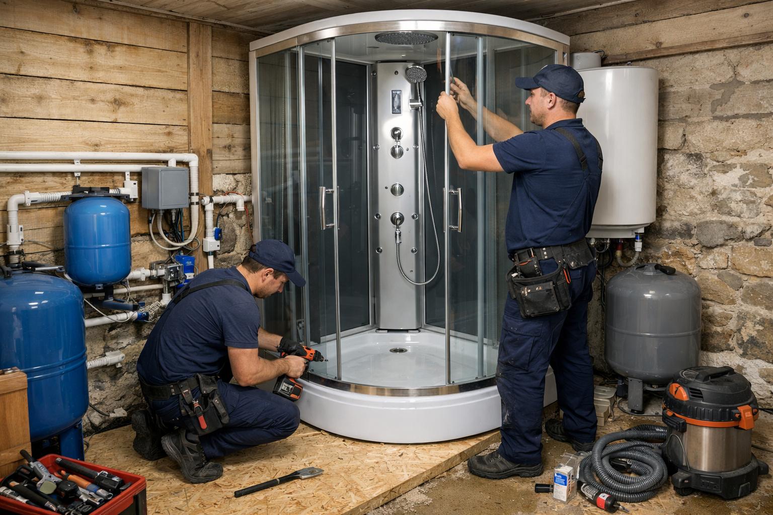 Автономное водоснабжение под ключ — установка душевой кабины от «Инженерные коммуникации 8 495 744 67 74»