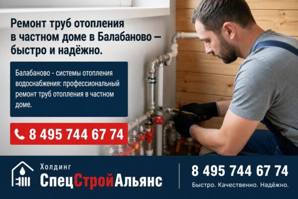 Ремонт труб отопления в частном доме в Балабаново
