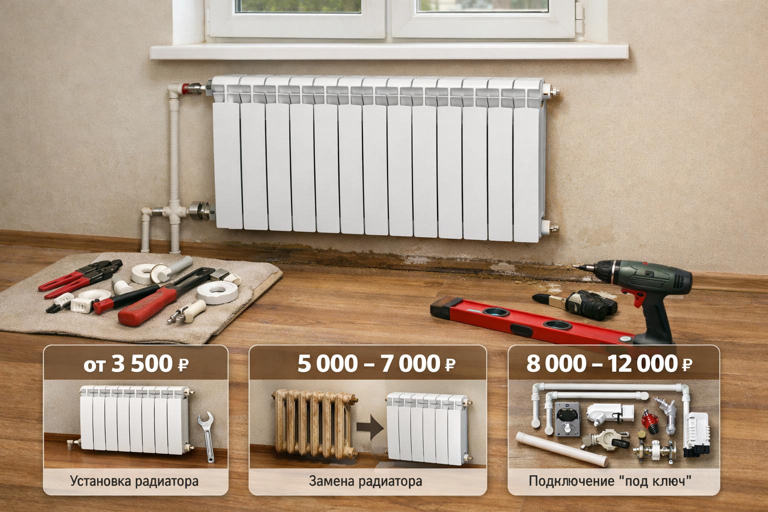 Голицино — ориентировочная стоимость работ по монтажу радиатора отопления в частном доме