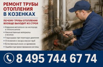 Ремонт трубы отопления в Козенках