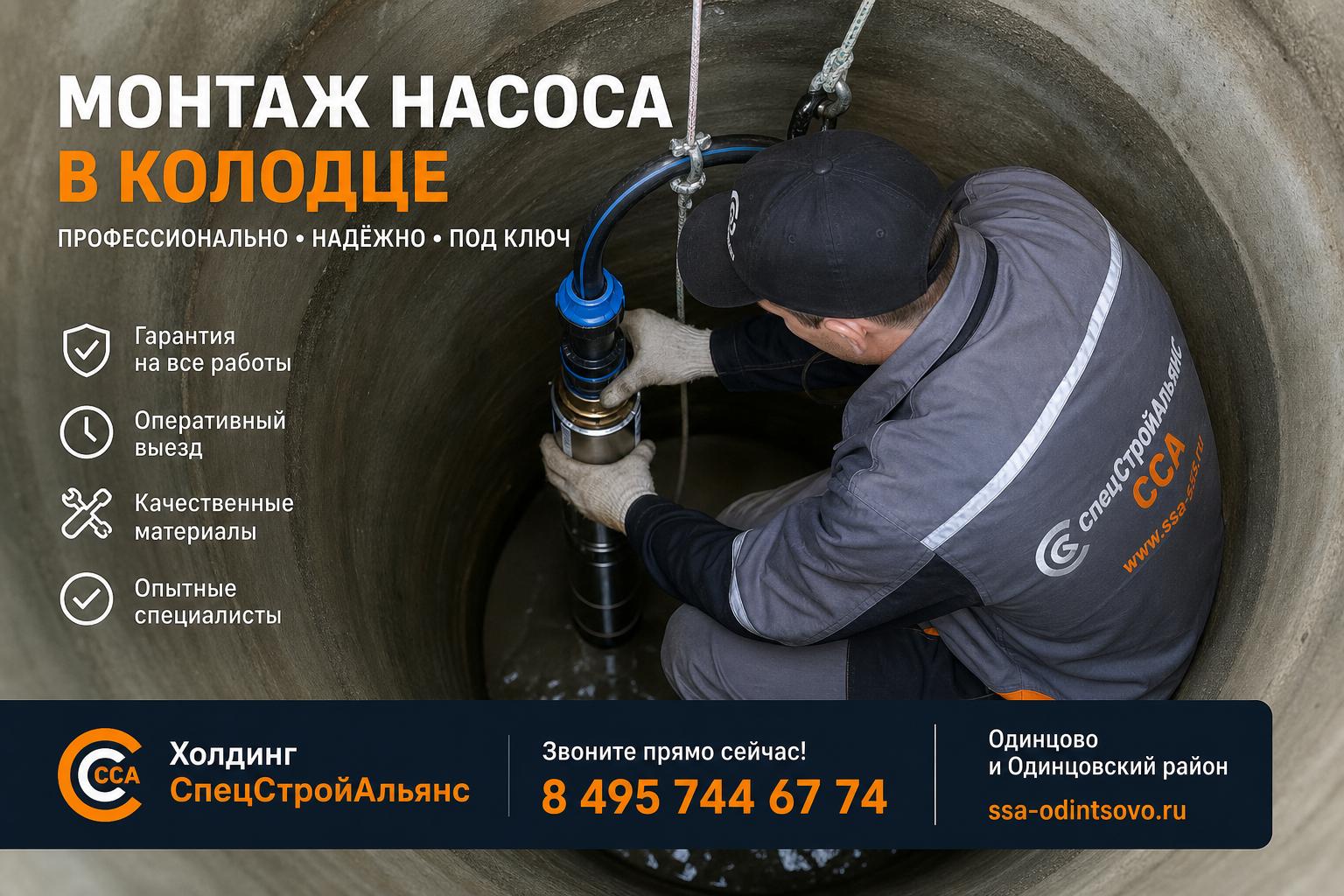 Закажите профессиональный монтаж насоса в колодце в Одинцово — быстро и надёжно