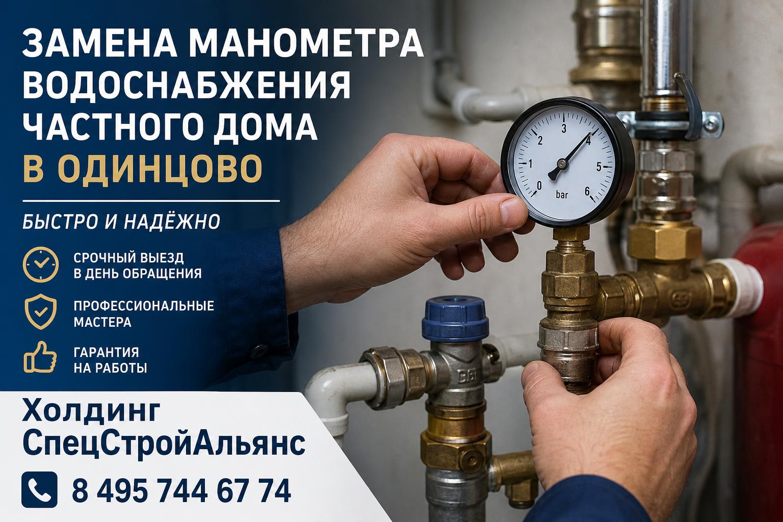 Срочная замена манометра в частном доме в Одинцово — быстро и надёжно