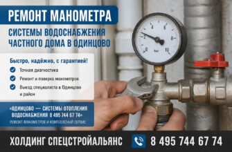 Ремонт манометра системы водоснабжения частного дома в Одинцово