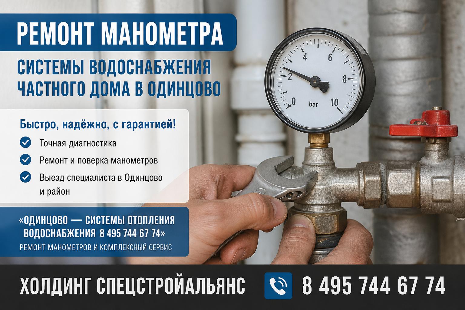 Услуги компании «Одинцово - системы отопления водоснабжения 8 495 744 67 74» — ремонт манометров и комплексный сервис
