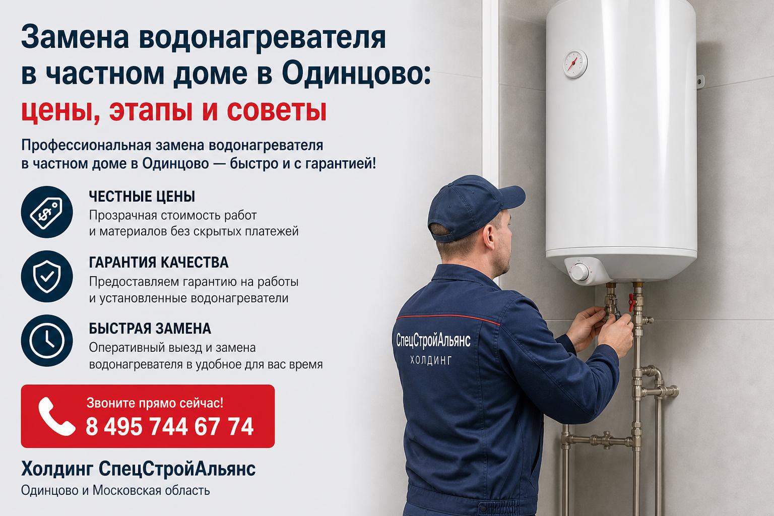 Профессиональная замена водонагревателя в частном доме в Одинцово — быстро и с гарантией!
