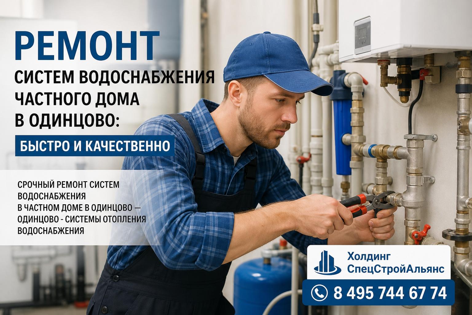 Срочный ремонт систем водоснабжения в частном доме в Одинцово — Одинцово - системы отопления водоснабжения 8 495 744 67 74