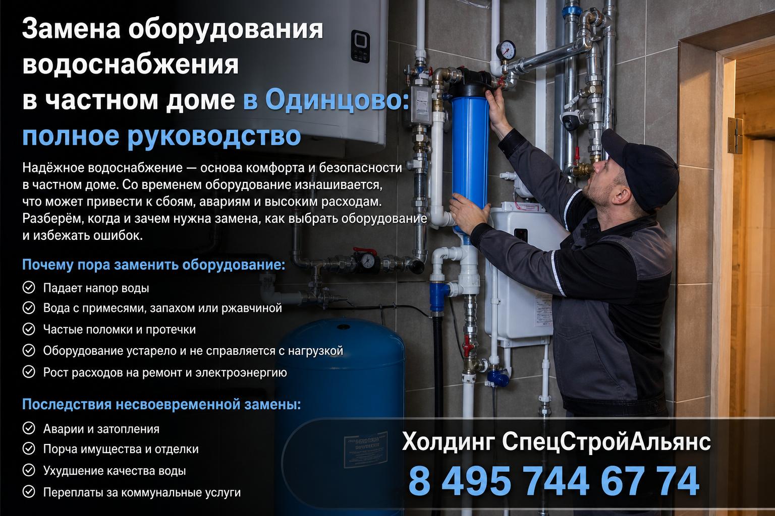 Почему пора заменить оборудование водоснабжения в частном доме в Одинцово — признаки, последствия и срочность
