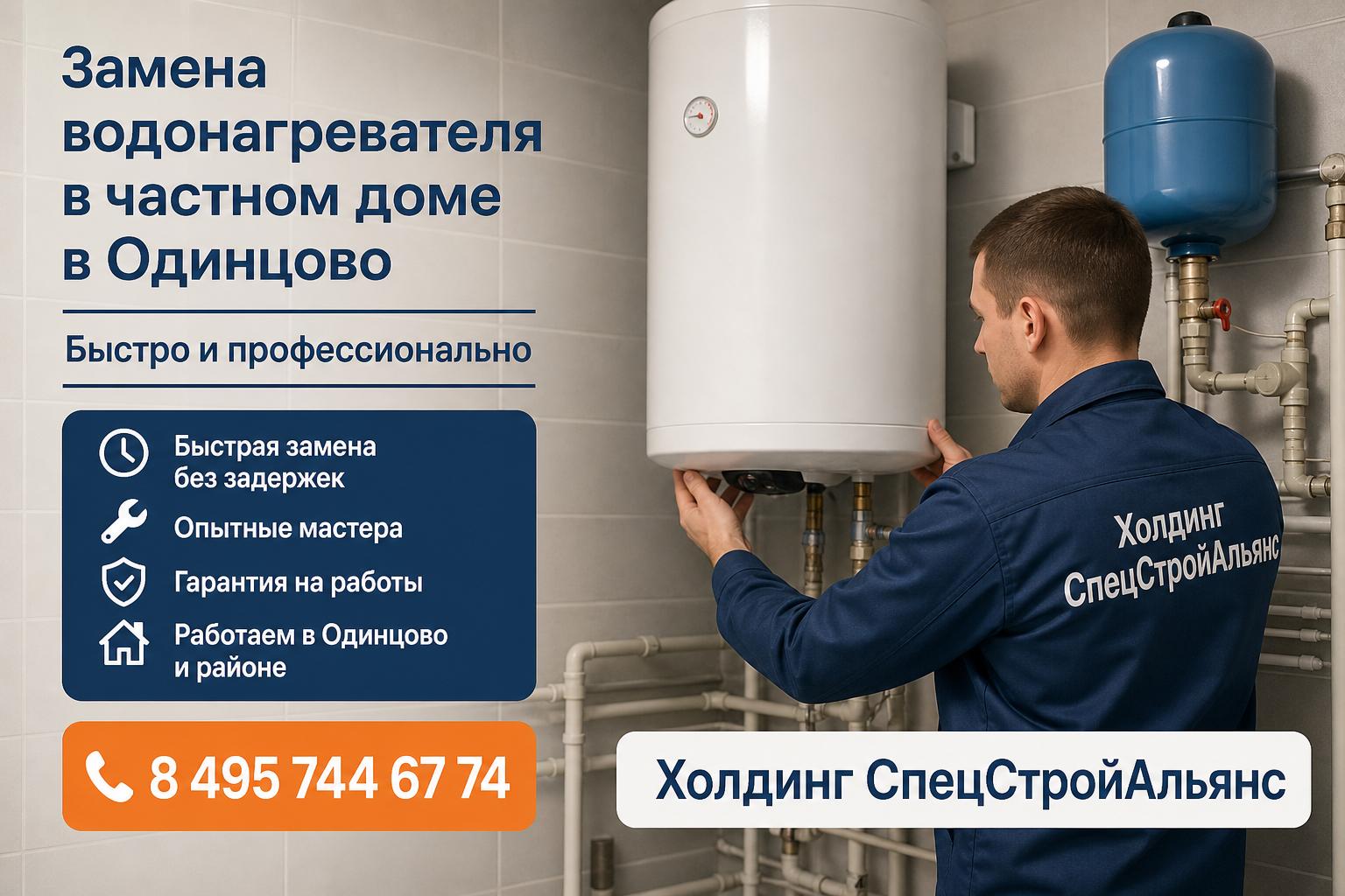 Быстрая замена водонагревателя в частном доме в Одинцово — профессионально и без задержек