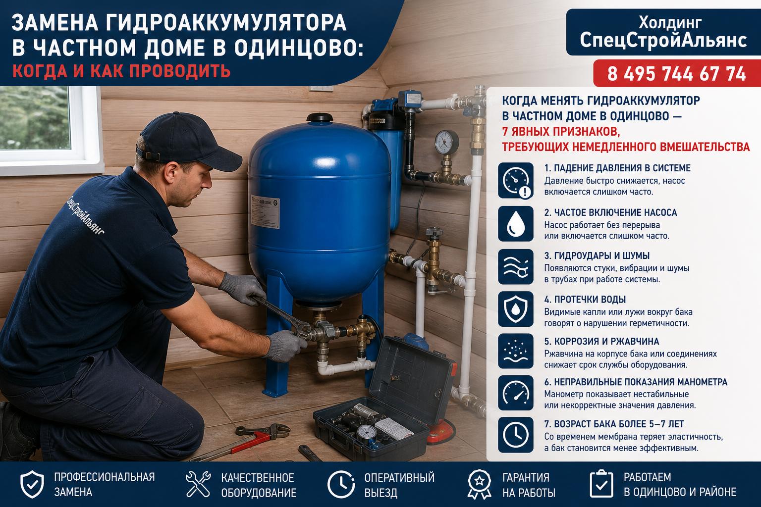 Когда менять гидроаккумулятор в частном доме в Одинцово — 7 явных признаков, требующих немедленного вмешательства