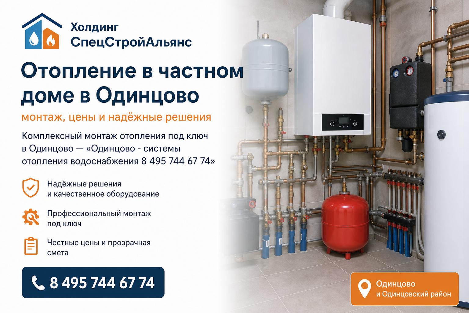 Комплексный монтаж отопления под ключ в Одинцово — «Одинцово - системы отопления водоснабжения 8 495 744 67 74»