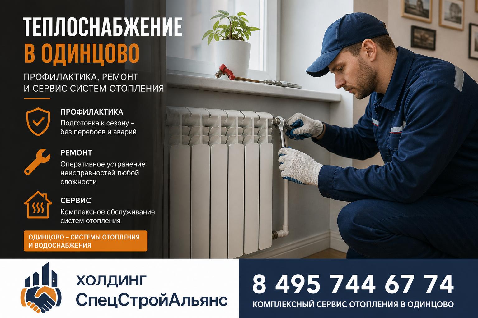 Одинцово — системы отопления водоснабжения, 8 495 744 67 74: комплексный сервис отопления в Одинцово
