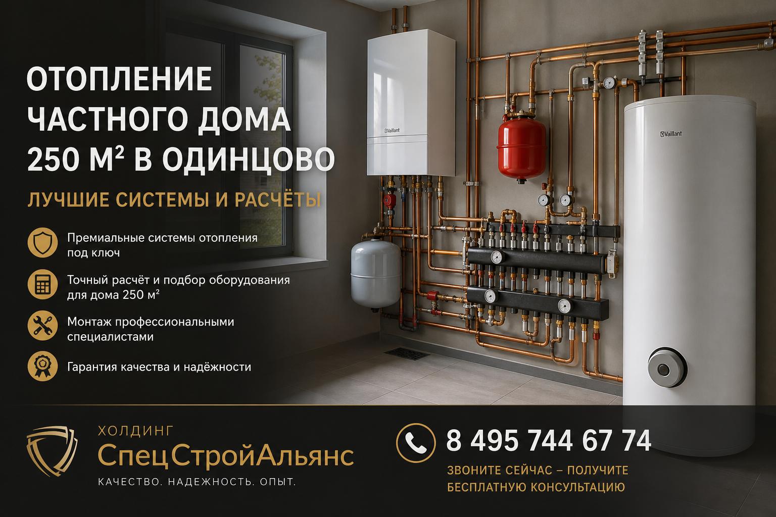 Отопление частного дома в Одинцово 250 кв м — премиальные системы под ключ