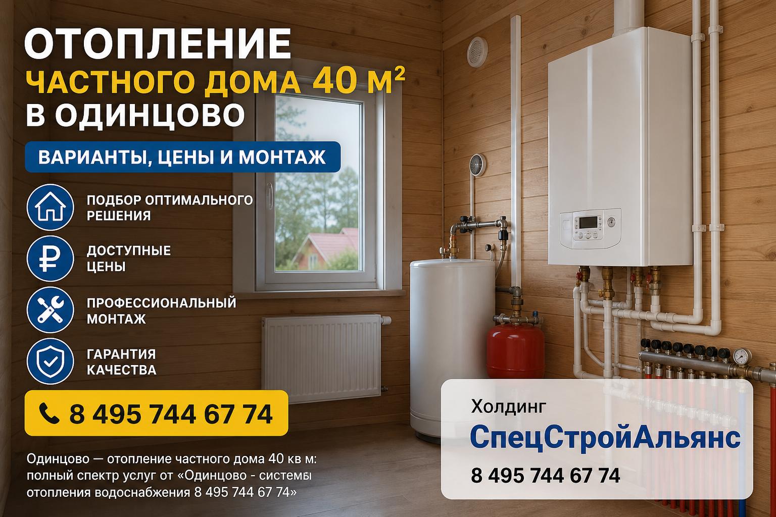 Одинцово — отопление частного дома 40 кв м: полный спектр услуг от «Одинцово - системы отопления водоснабжения 8 495 744 67 74»