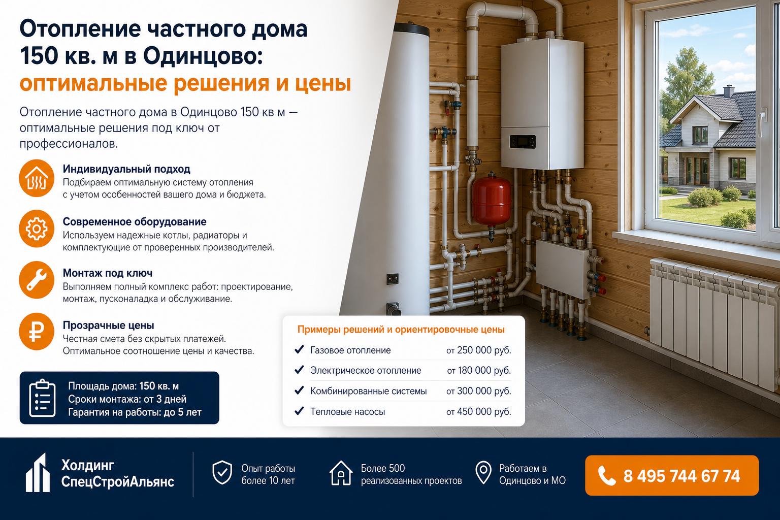 Отопление частного дома в Одинцово 150 кв м — оптимальные решения под ключ от