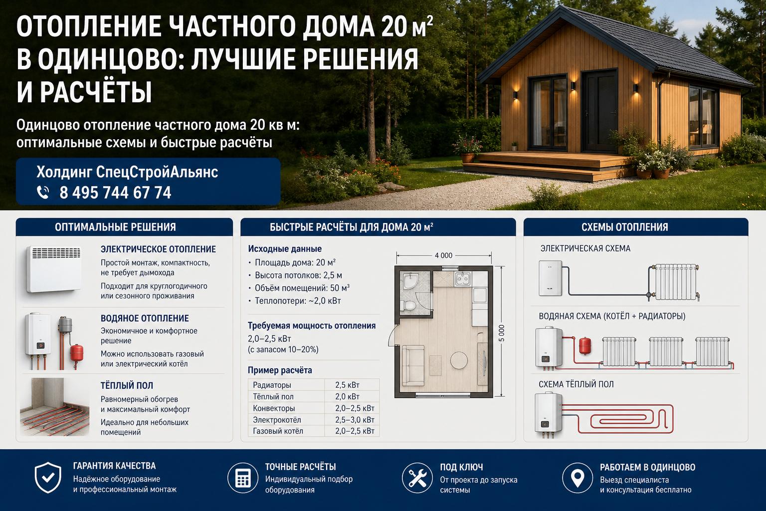 Одинцово отопление частного дома 20 кв м: оптимальные схемы и быстрые расчёты