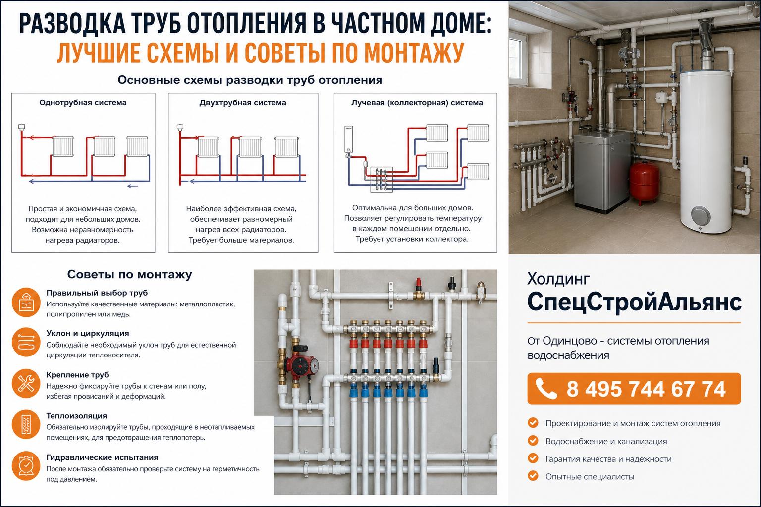 Разводка труб отопления в частном доме: лучшие схемы от Одинцово - системы отопления водоснабжения 8 495 744 67 74