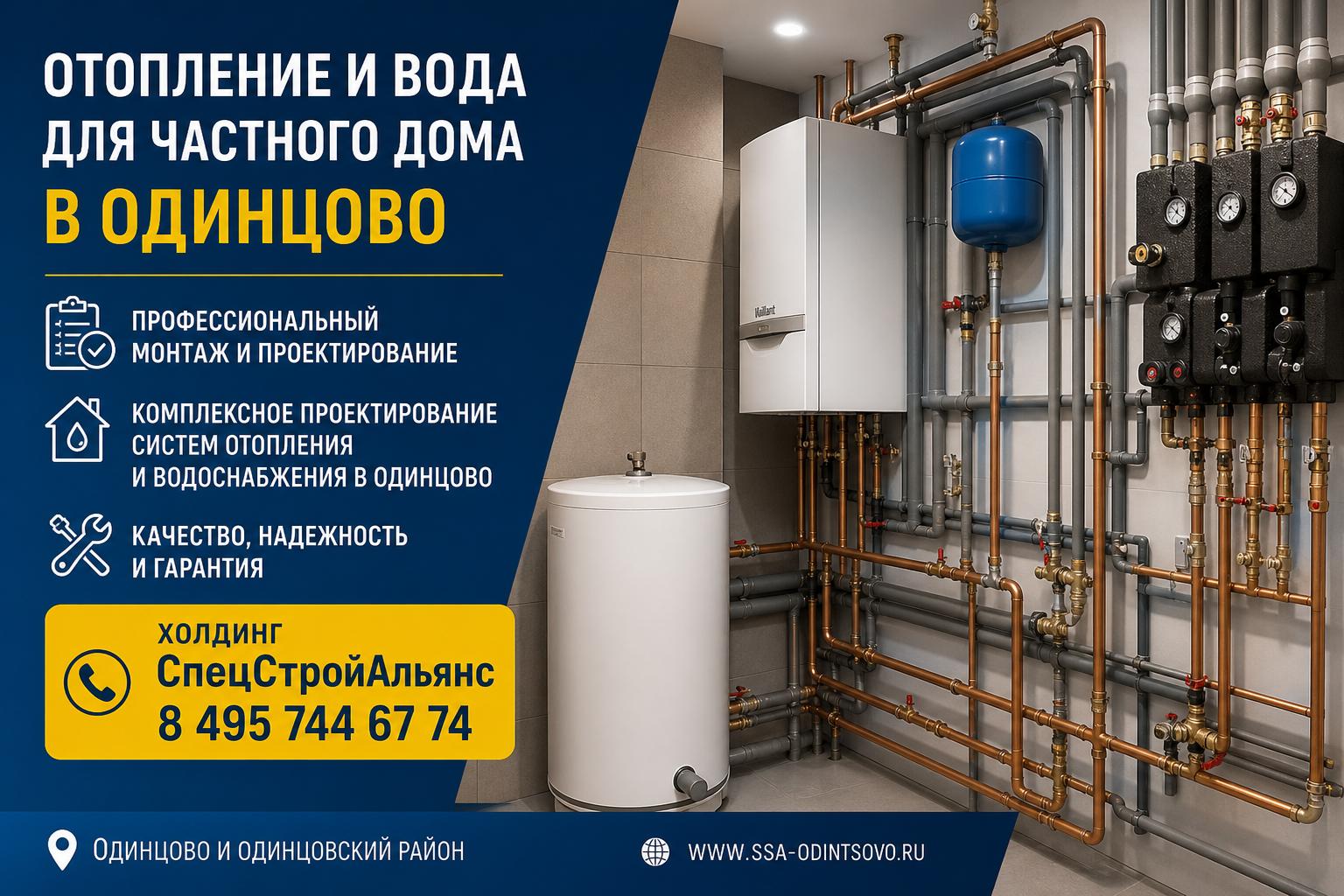 Комплексное проектирование систем отопления и водоснабжения в Одинцово от «Одинцово - системы отопления водоснабжения 8 495 744 67 74»