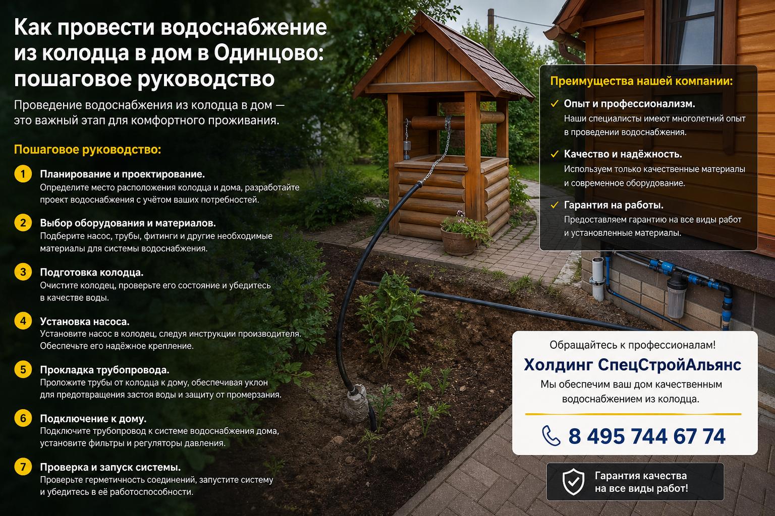Как провести водоснабжение из колодца в дом в Одинцово — пошаговое руководство с гарантией качества