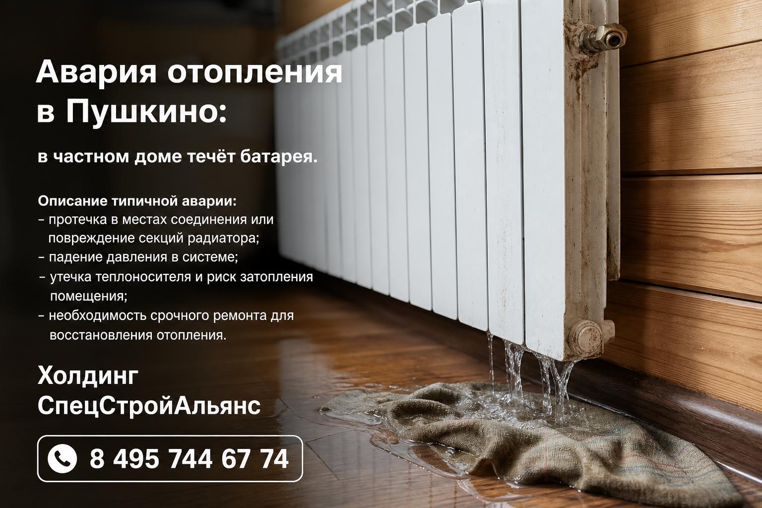 Описание типичной аварии: течь батареи в частном доме Пушкино Описание типичной аварии: течь батареи в частном доме Пушкино