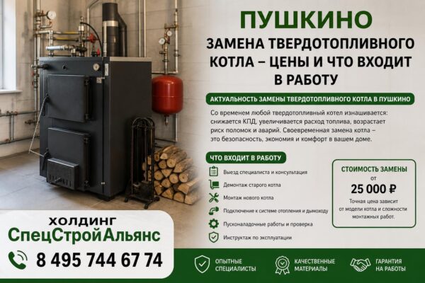 Пушкино: стоимость замены твердотопливного котла