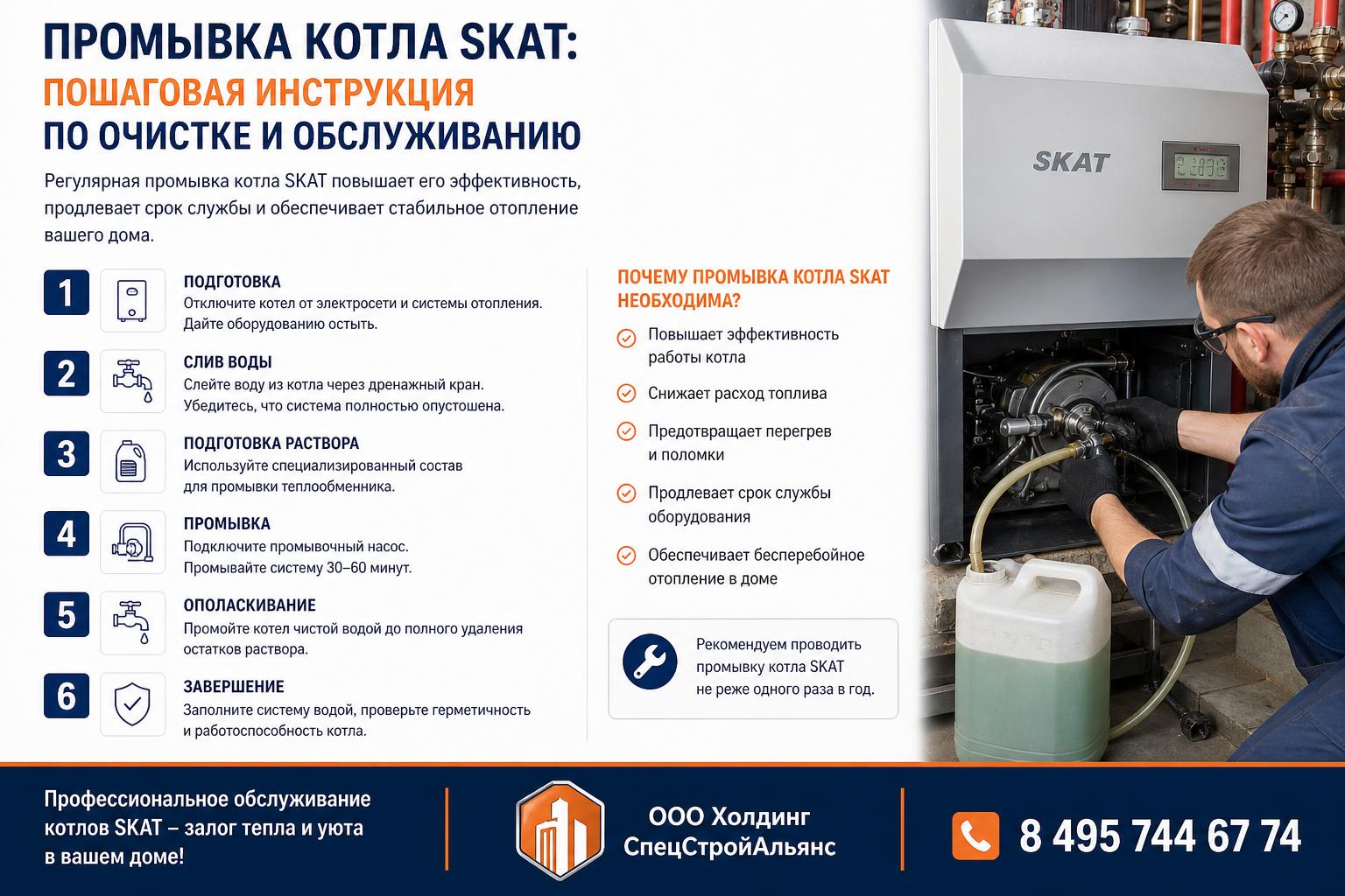 Почему Промывка котла SKAT необходима для бесперебойного отопления частного дома