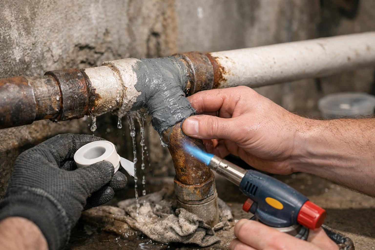 Срочная локализация и заделка течи в местах соединения труб — решение от