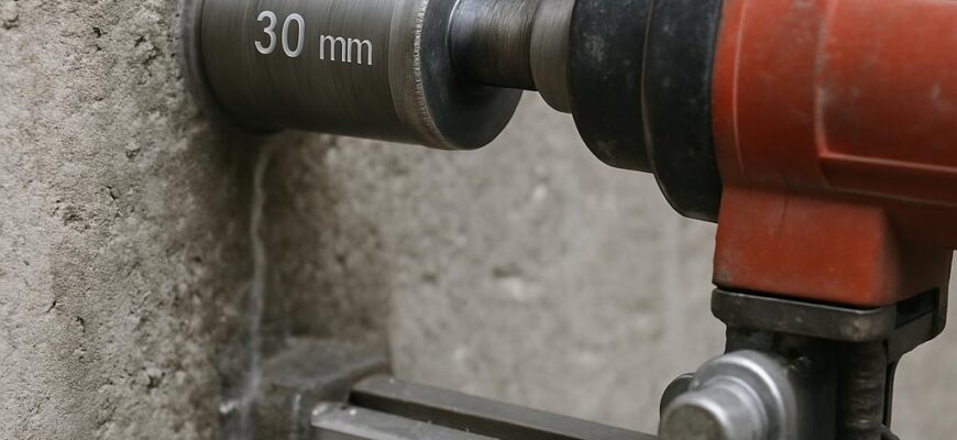 Алмазное сверление отверстия диаметром 30 мм