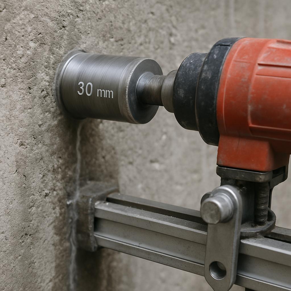 Алмазное сверление отверстия диаметром 30 мм Алмазное сверление отверстия диаметром 30 мм
