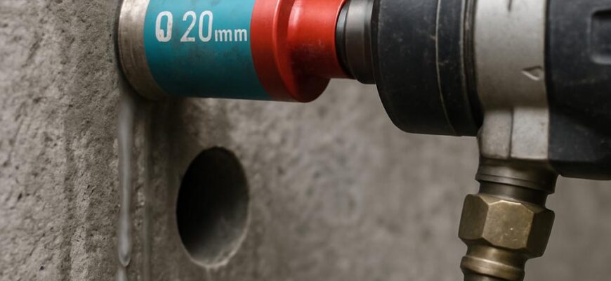 Алмазное сверление отверстия диаметром 20 мм