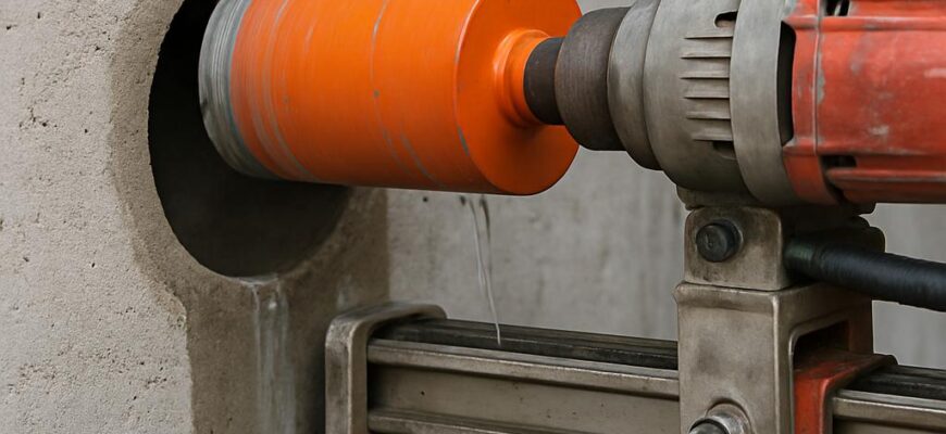 Алмазное сверление отверстия диаметром 80 мм