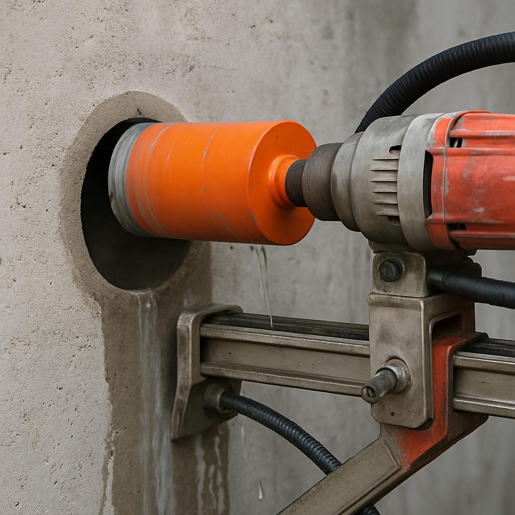 Алмазное сверление отверстия диаметром 80 мм