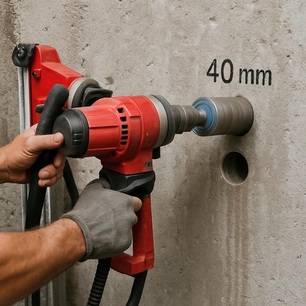 Алмазное сверление отверстий диаметром 40 мм