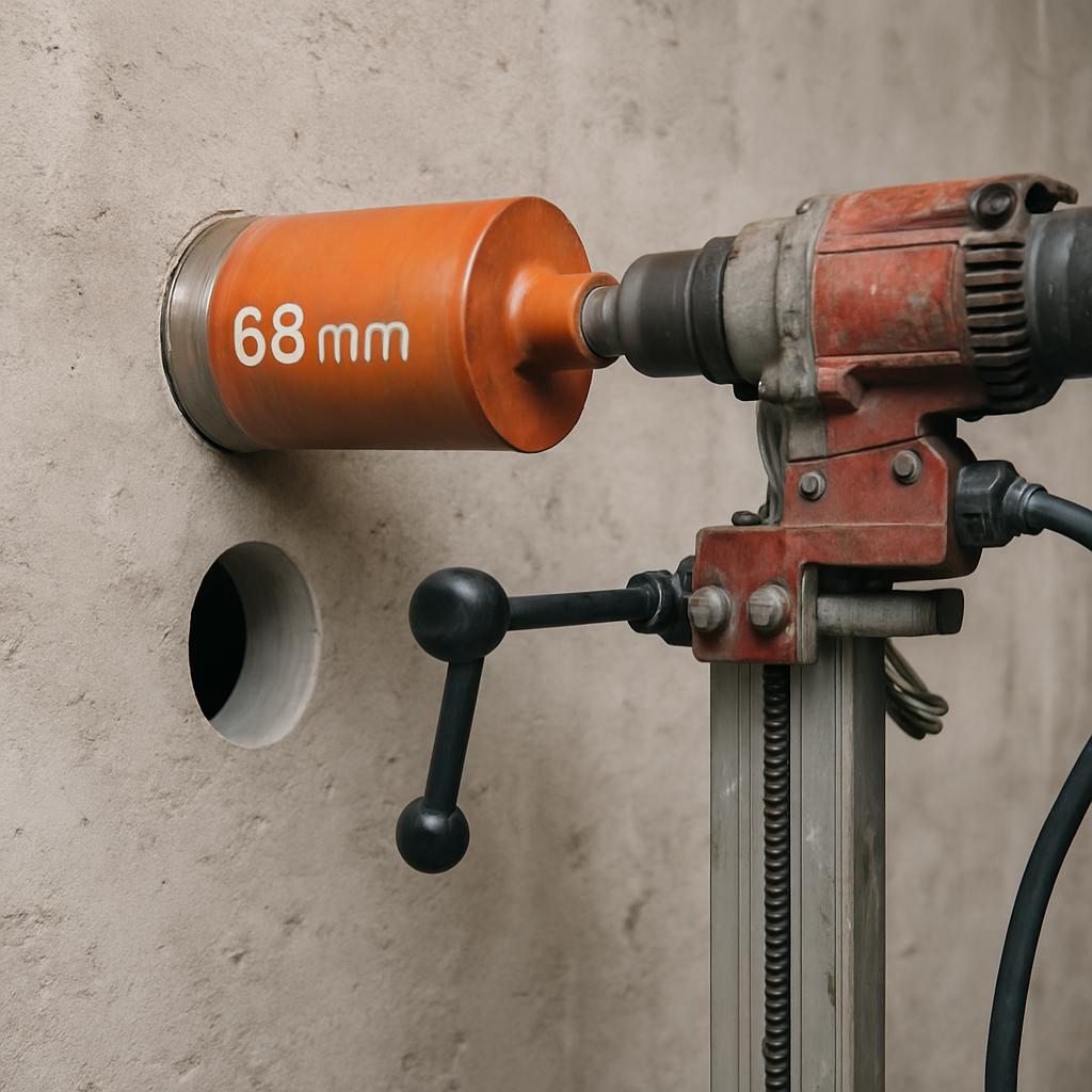 Алмазное сверление отверстия диаметром 68 мм