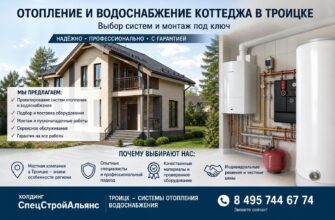 Отопление и водоснабжение коттеджа в Троицке