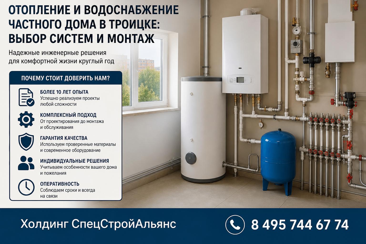 Почему стоит доверить отопление и водоснабжение дому в Троицке нашей компании Почему стоит доверить отопление и водоснабжение дому в Троицке нашей компании