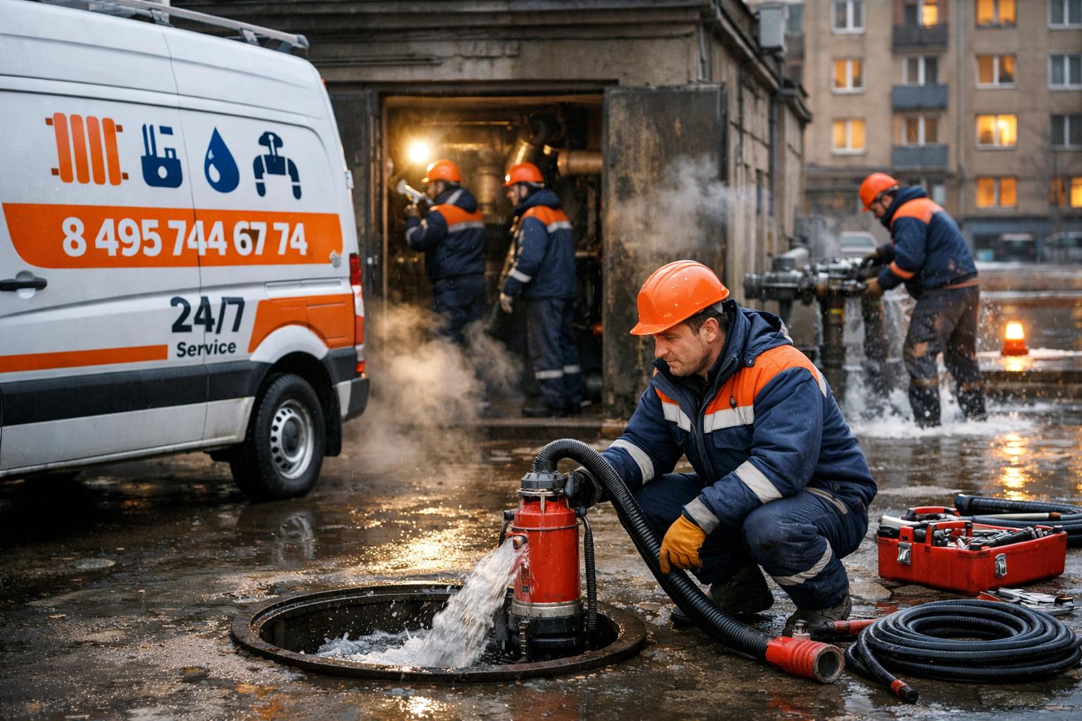 Аварийная служба - системы отопления водоснабжения 8 495 744 67 74: круглосуточная помощь при любых авариях