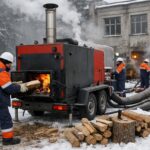 Аварийная служба: обогрев площади дровяным котлом