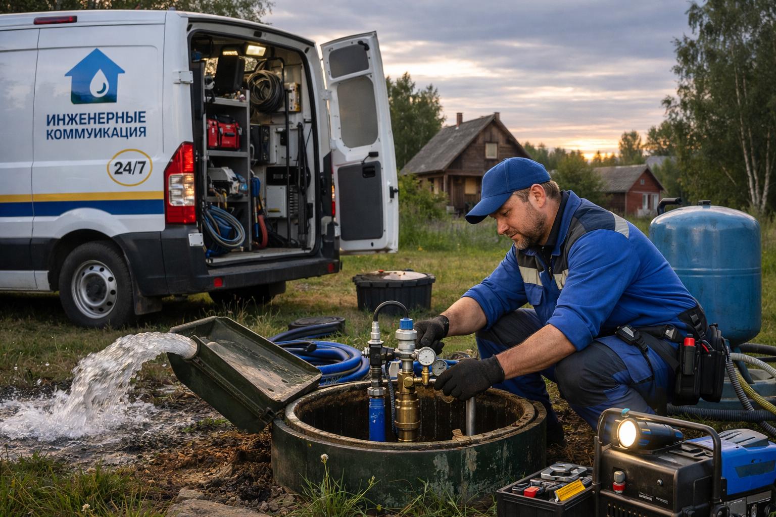 Аварийная служба автономного водоснабжения 24/7 от «Инженерные коммуникации» — выезд в любой час