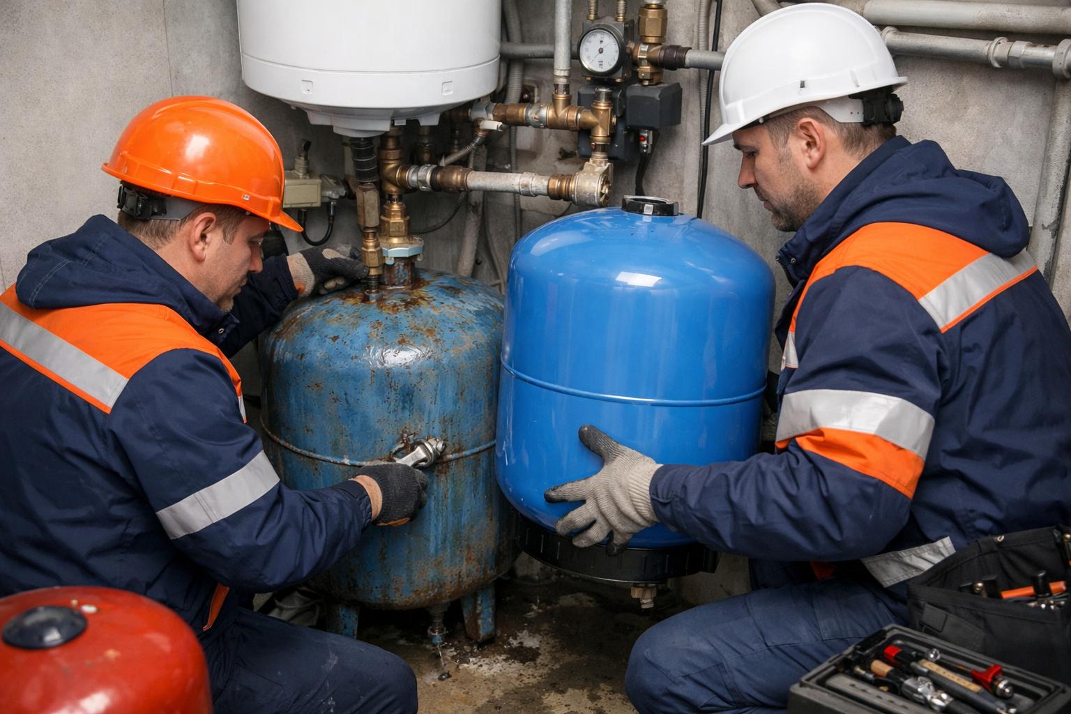 Экстренная замена гидроаккумулятора системы водоснабжения — Аварийная служба - системы отопления водоснабжения 8 495 744 67 74