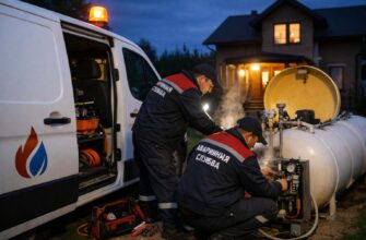 Аварийная служба водяного отопления от газгольдера