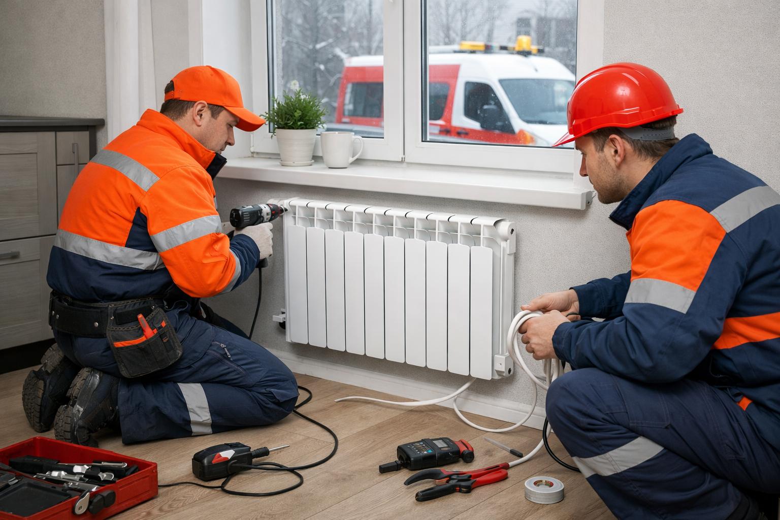 Аварийная служба - системы отопления водоснабжения 8 495 744 67 74: профессиональный монтаж радиаторов для электрического отопления