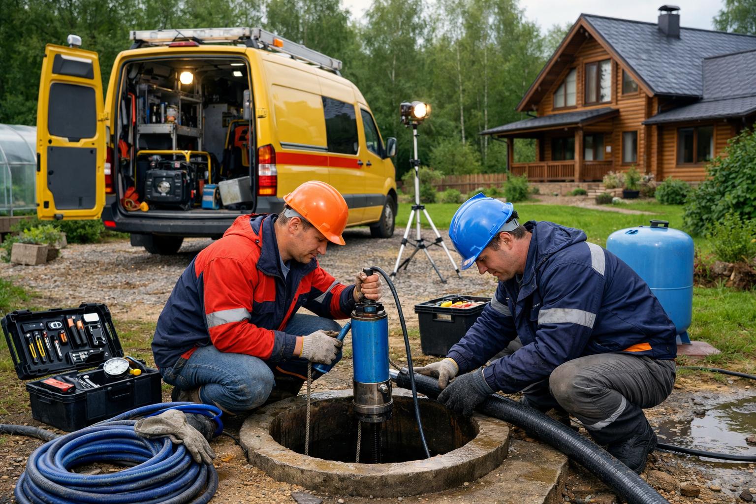 Аварийная служба - системы отопления водоснабжения 8 495 744 67 74: круглосуточное восстановление водоснабжения коттеджа из колодца