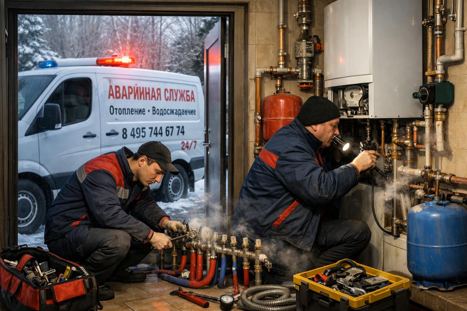 Аварийная служба — системы отопления водоснабжения 8 495 744 67 74: срочный выезд 24/7