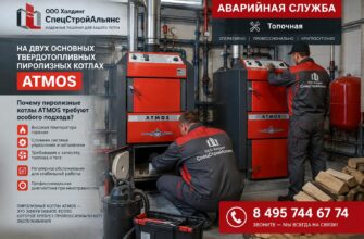 Аварийная служба: топочная на двух основных твердотопливных пиролизных котлах ATMOS
