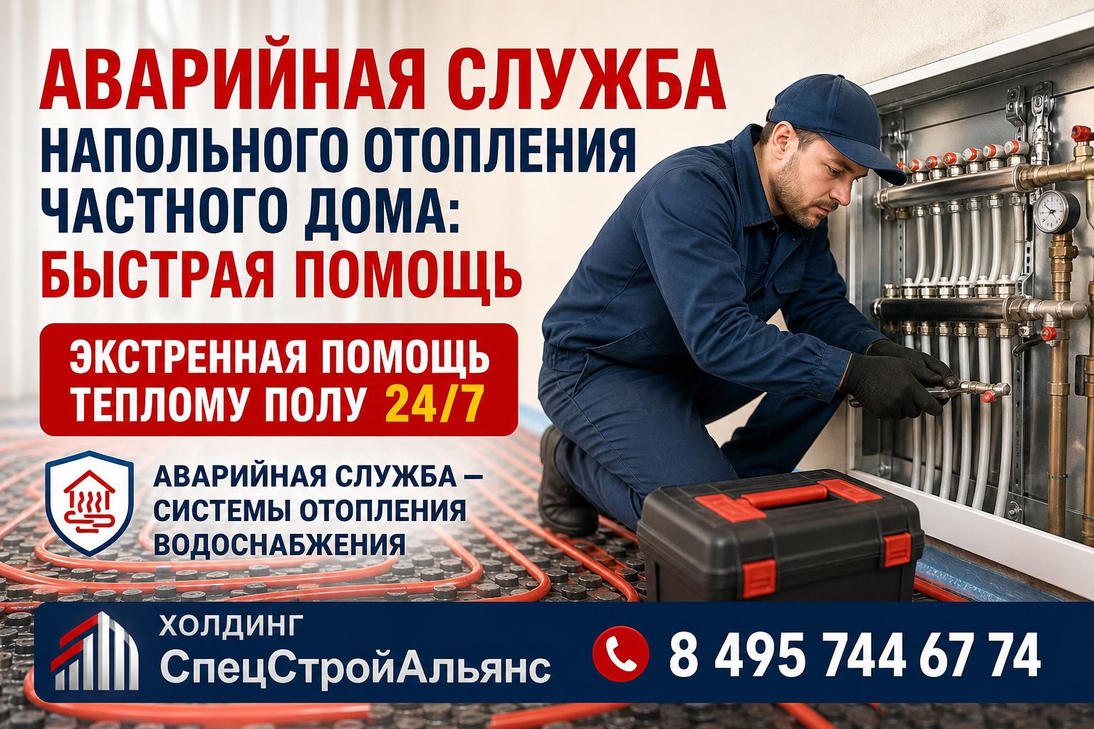 Экстренная помощь теплому полу 24/7 — Аварийная служба - системы отопления водоснабжения 8 495 744 67 74